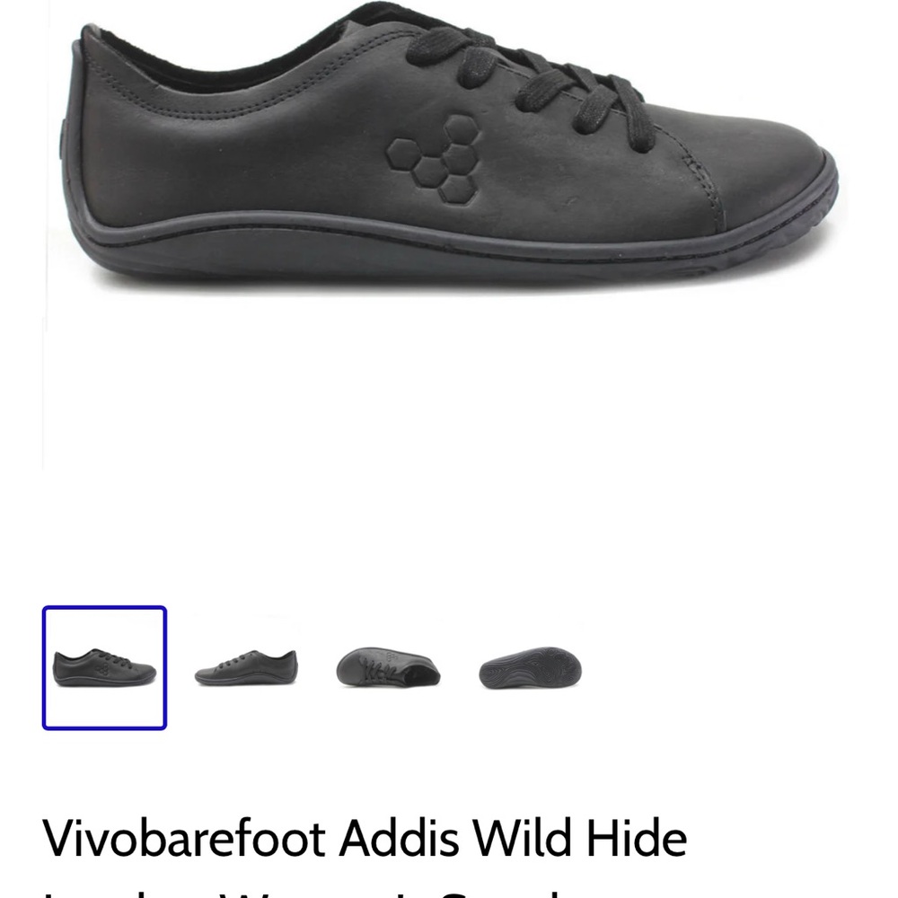 Vivobarefoot Addis Wild Hide Black Leather Sneakers 37